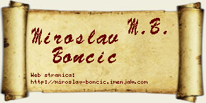 Miroslav Bončić vizit kartica
